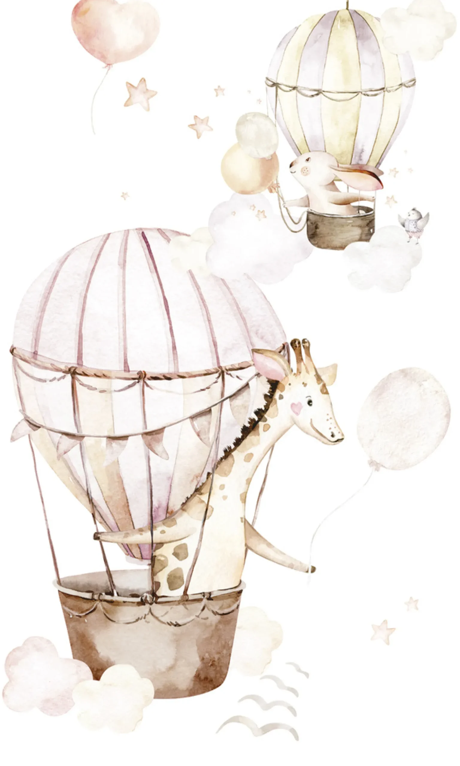 Rasch Wandbild Tiere Ballons Weiß Beige Rosa 364958