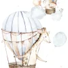 Rasch Wandbild Tiere Ballons Weiß Beige Blau 364934