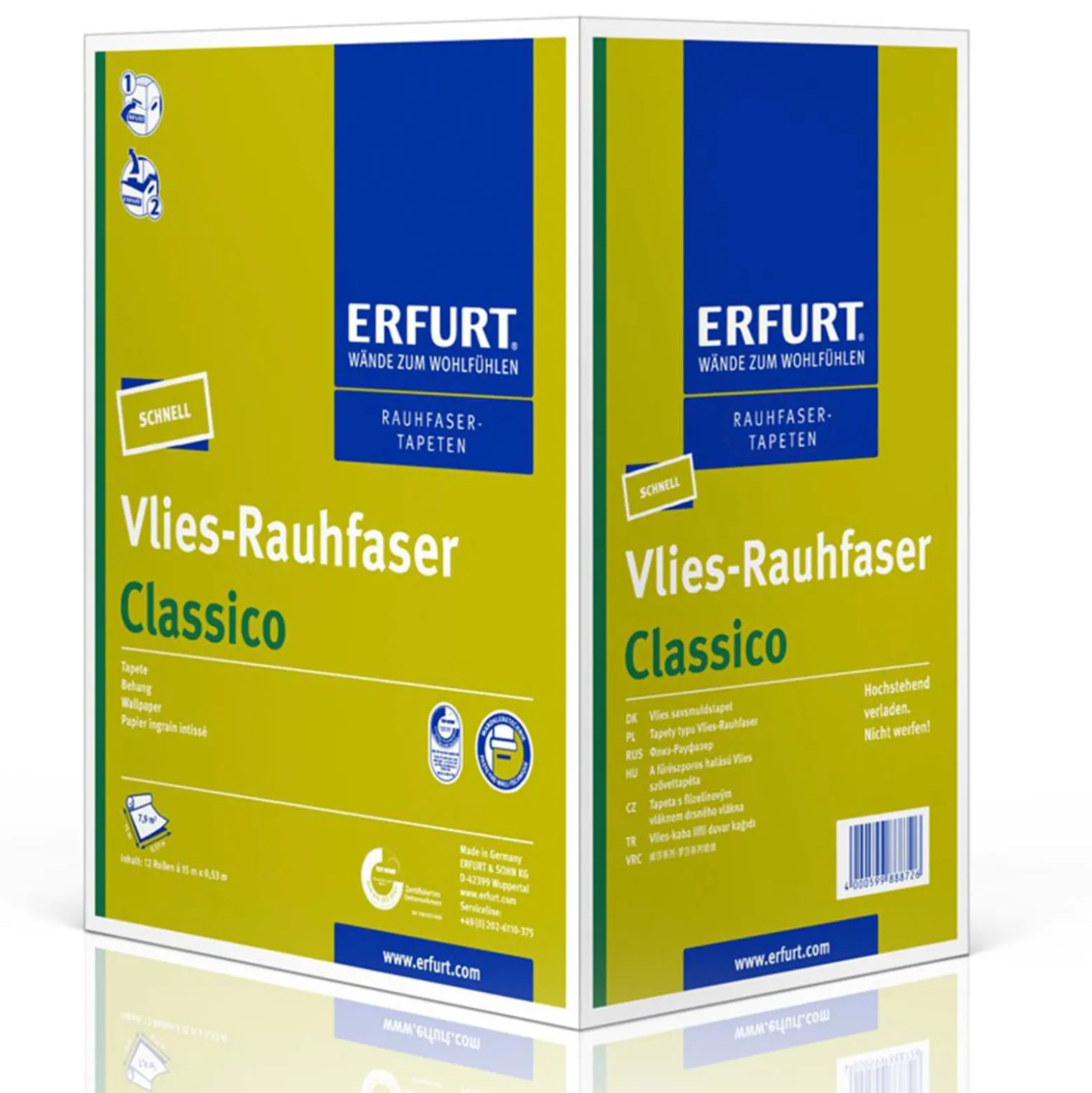 1 Rolle Erfurt Vlies Rauhfaser Classico Tapete 7,95m²