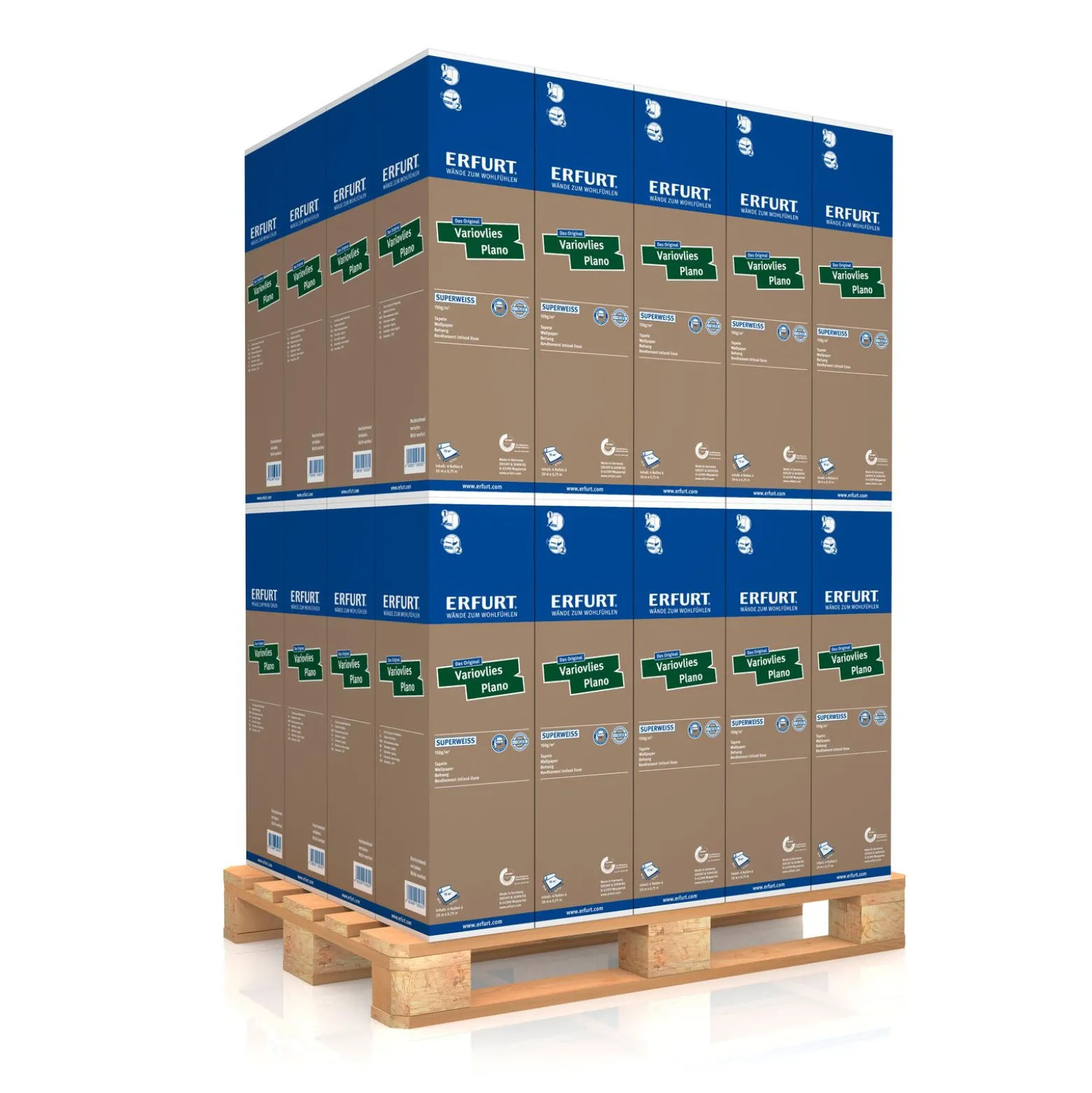 6 Rollen Erfurt Variovlies Plano Superweiß 63,6 m²