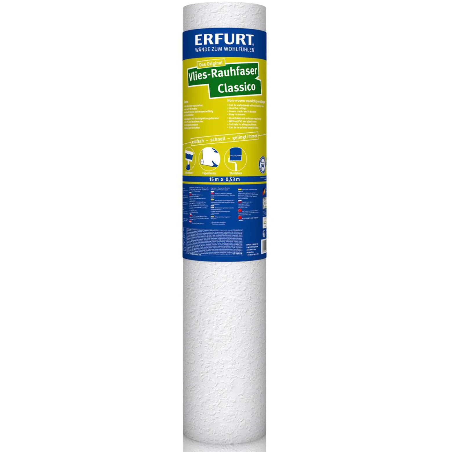 12 Rollen Erfurt Vlies Rauhfaser Classico Tapete 95,4m²