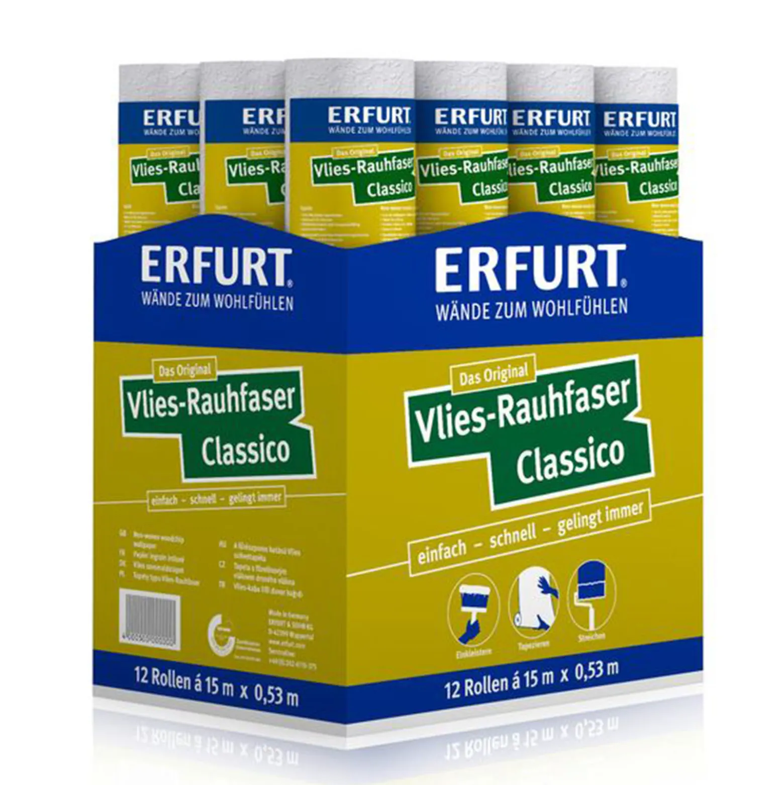 12 Rollen Erfurt Vlies Rauhfaser Classico Tapete 95,4m²