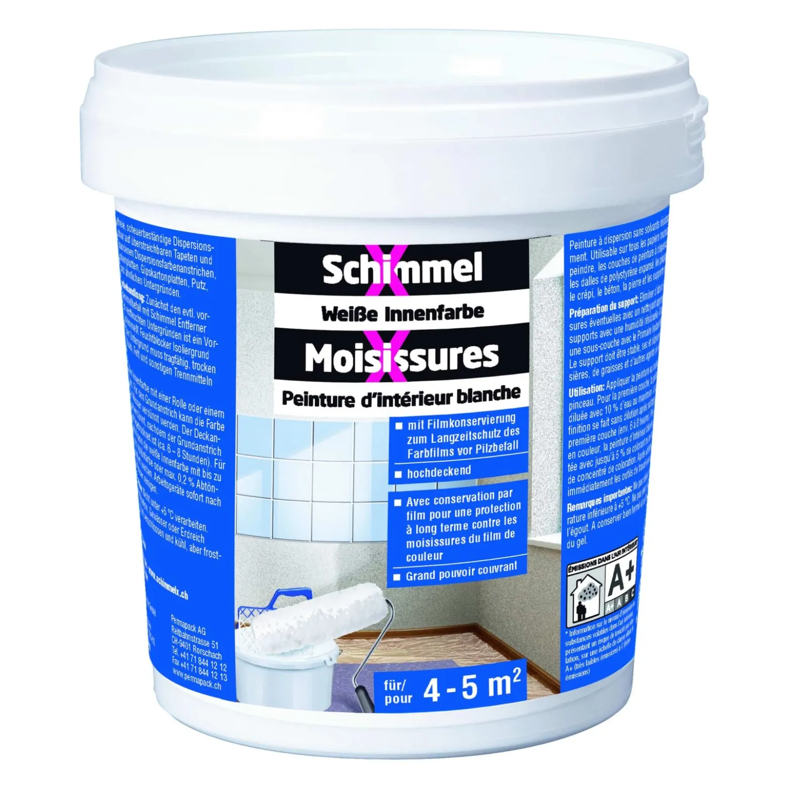 SchimmelX Weiße Farbe hochdeckend Anti Pilzbefall 750 ml