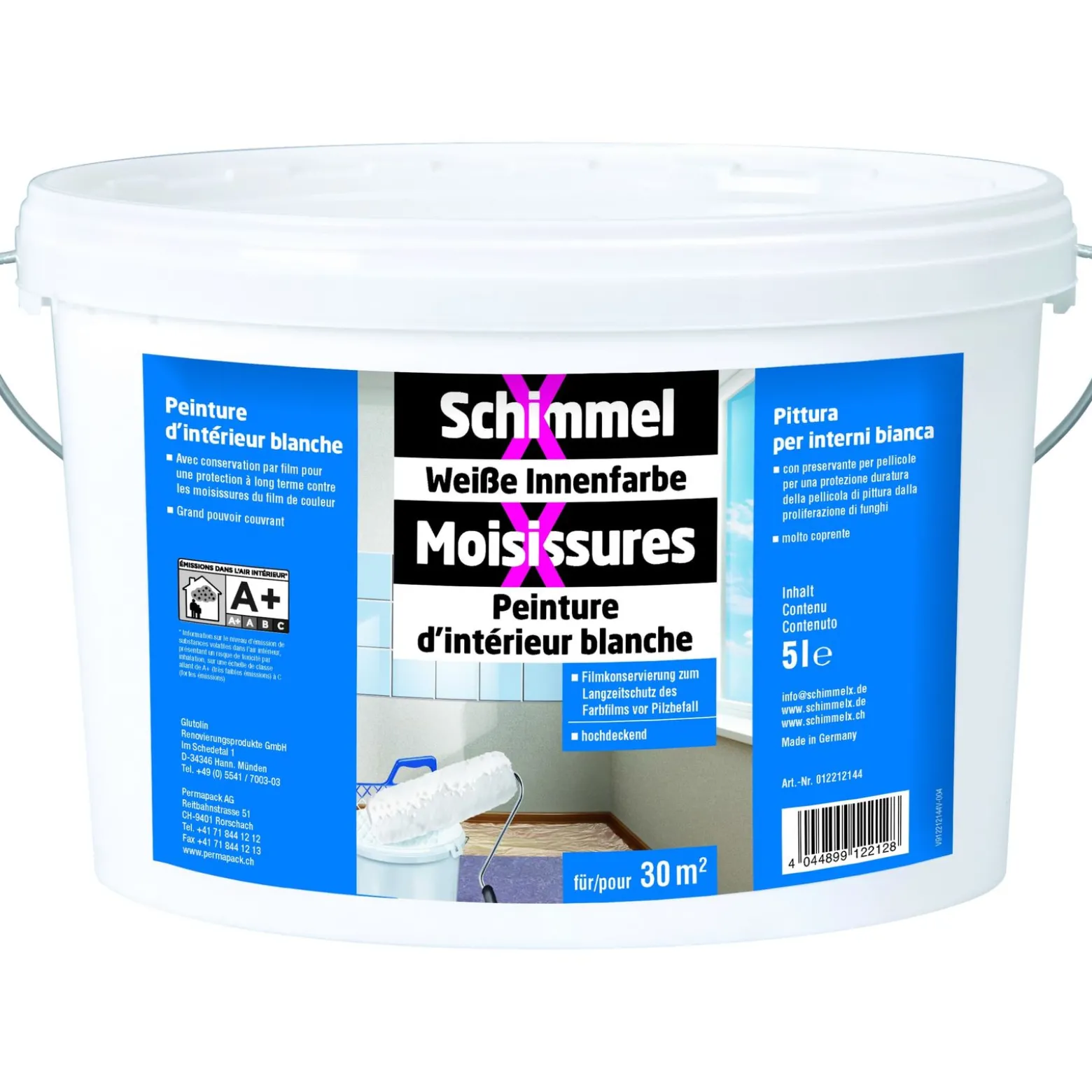 SchimmelX Weiße Innenfarbe hochdeckend Anti Pilzbefall 5L