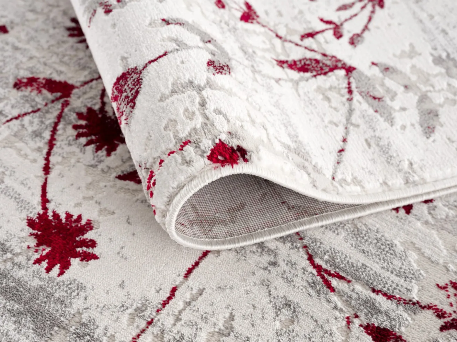 Schlafzimmer Teppich Blumen rot grau Kurzflor Astra Antea