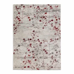 Schlafzimmer Teppich Blumen rot grau Kurzflor Astra Antea