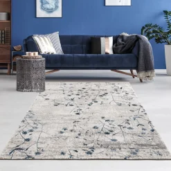 Schlafzimmer Teppich Blumen blau Kurzflor Astra Antea