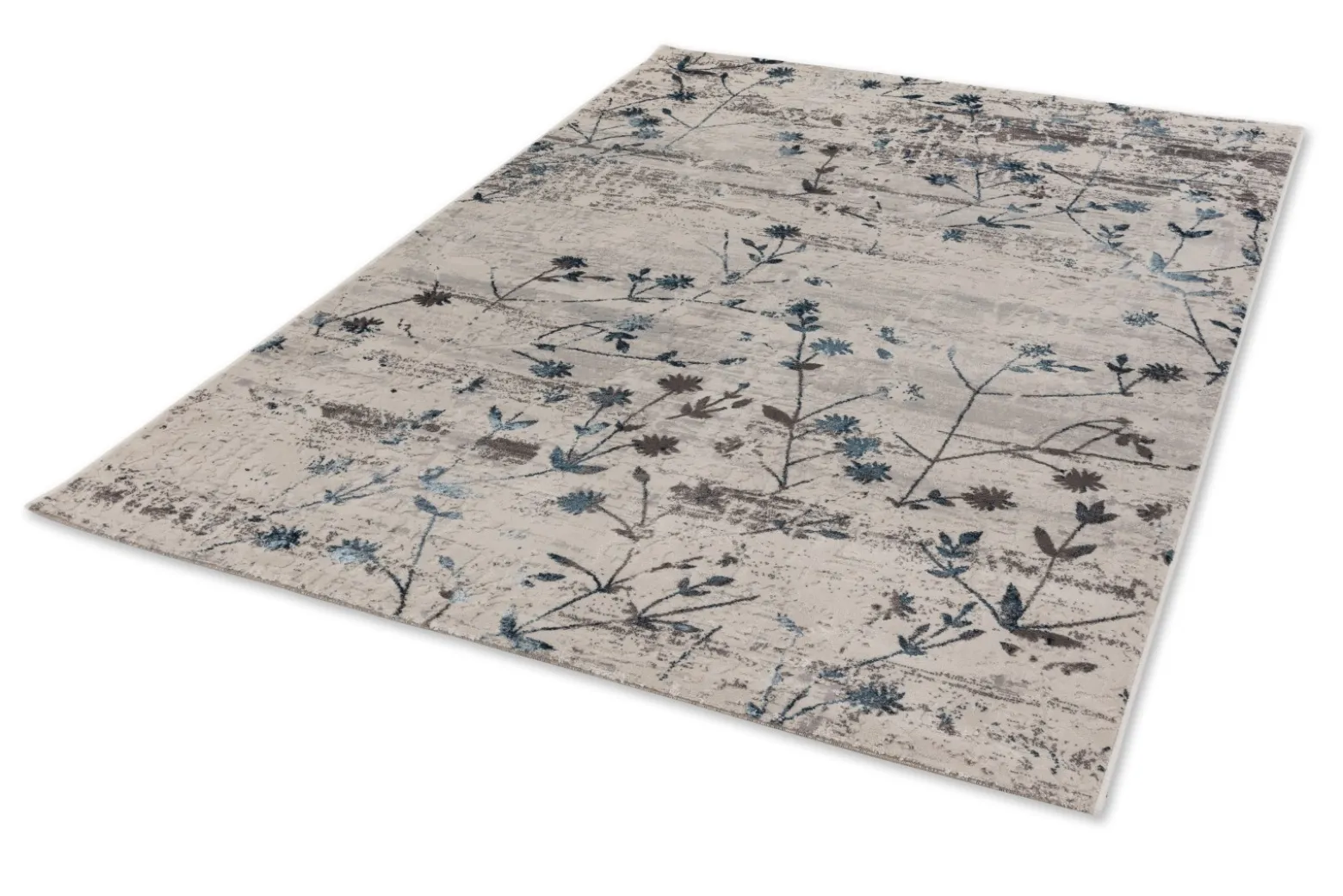 Schlafzimmer Teppich Blumen blau Kurzflor Astra Antea
