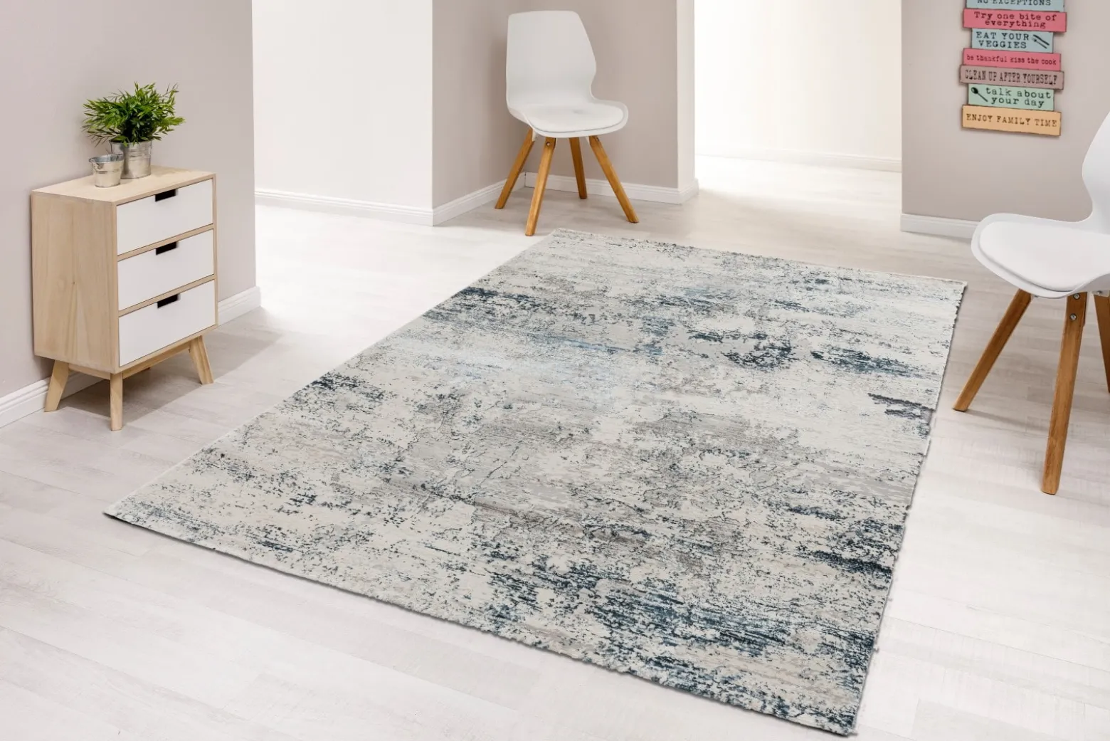 Schlafzimmer Teppich Vintage Shabby blau grau Astra Antea