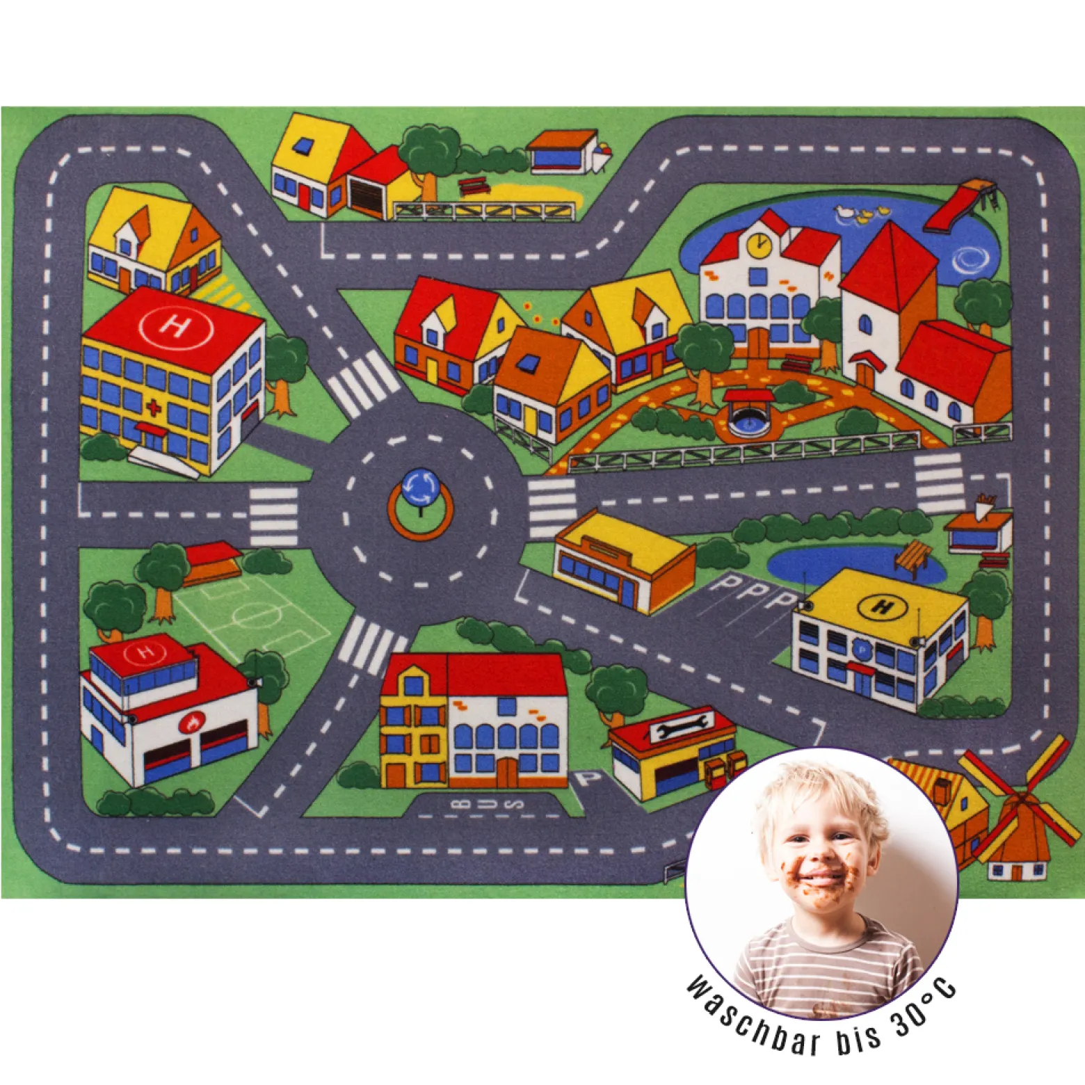 Spielteppich Crooz Straßen Teppich WASCHBAR 95x133cm