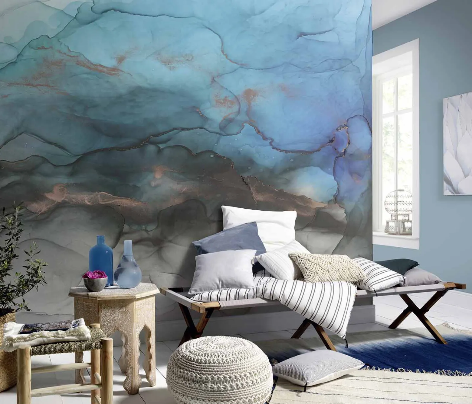 Tapete Abstrakt Aquarell Guido Maria Kretschmer blau