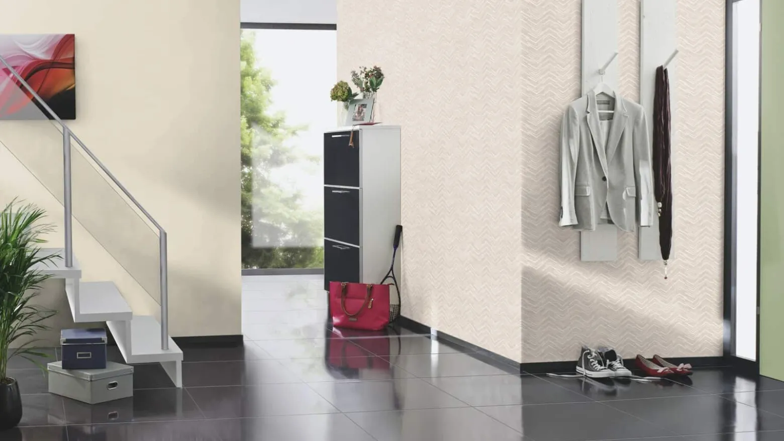 Tapete Barbara Home Zickzack Motiv Flieder-Grau 560961