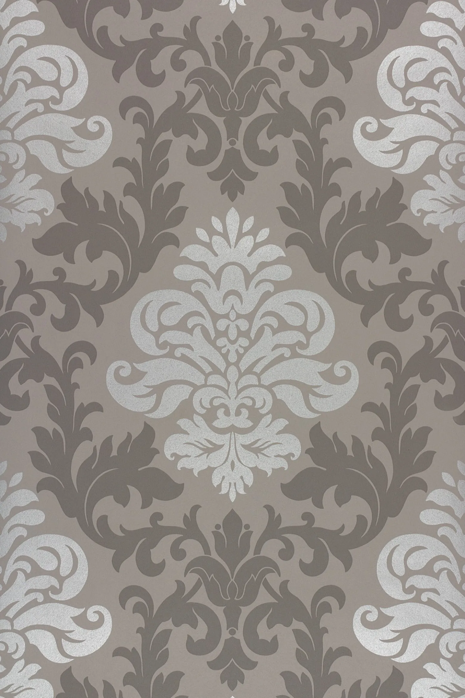 Tapete Barock Ornamente Lounge Glanz silber 148213