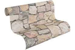 Tapete 3D Bruchsteinmauer beige rotbraun 6924-12