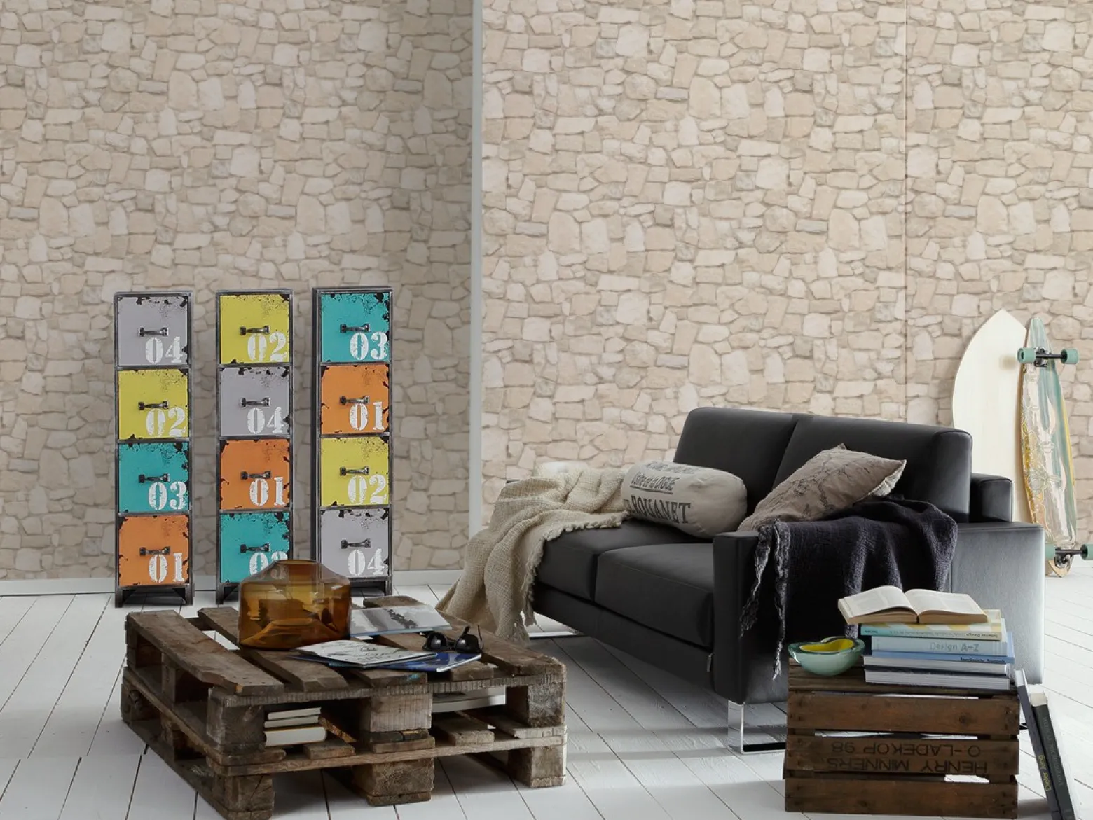 Tapete 3D Bruchsteinmauer creme 6924-29
