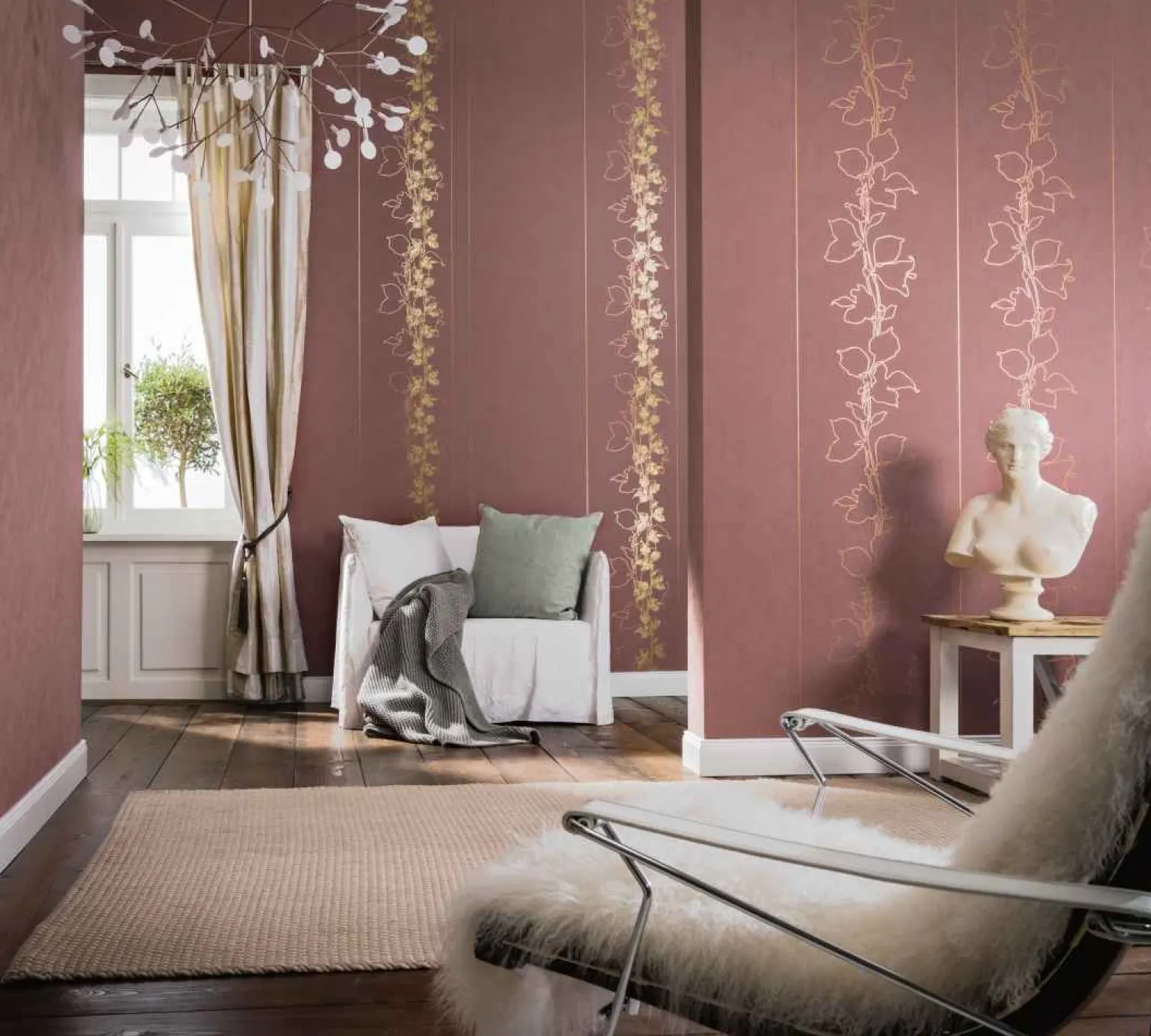 Tapete Floral Glanz rosa Marburg La Veneziana 57940