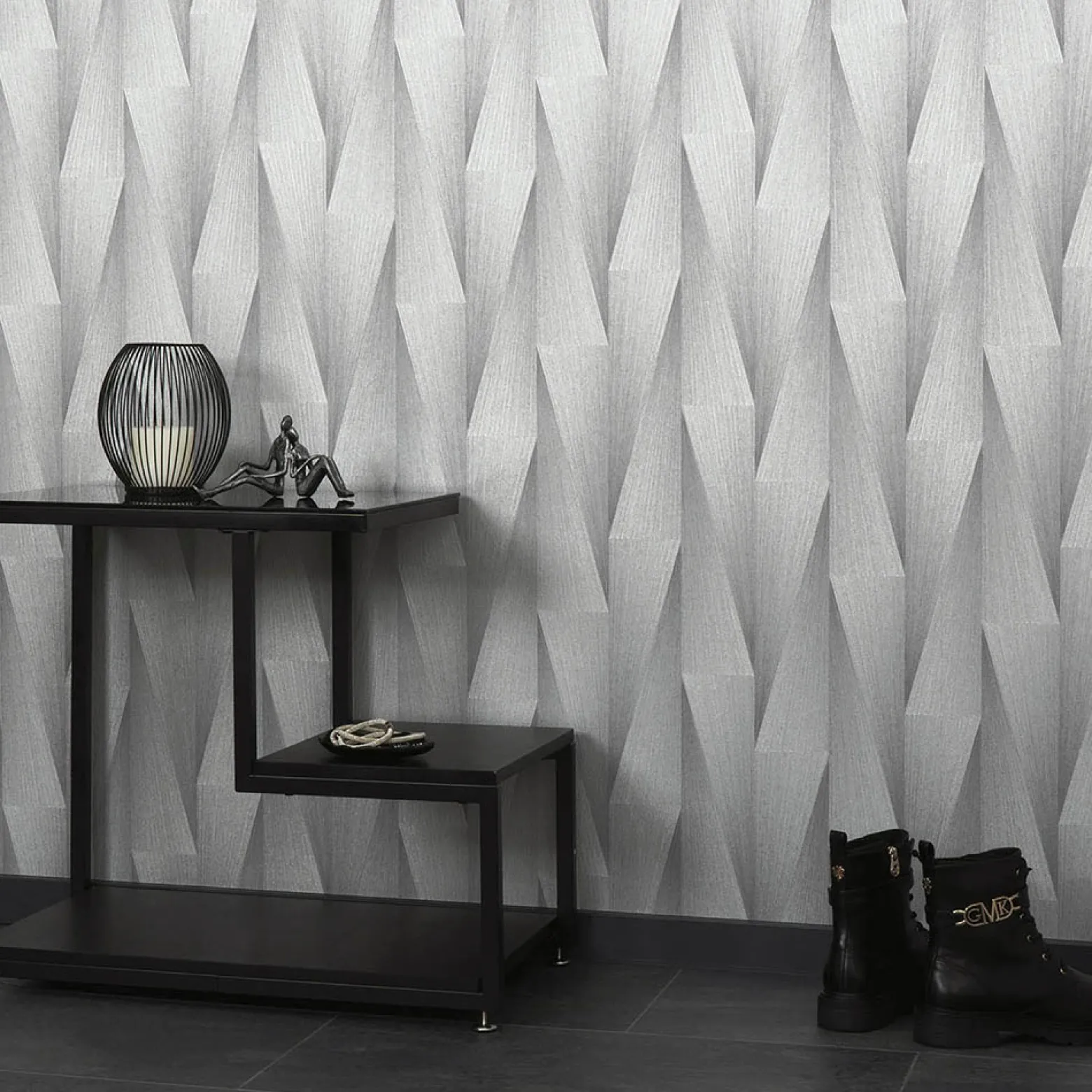 Tapete Guido Maria Kretschmer 3D-Effekt Silber Metallic