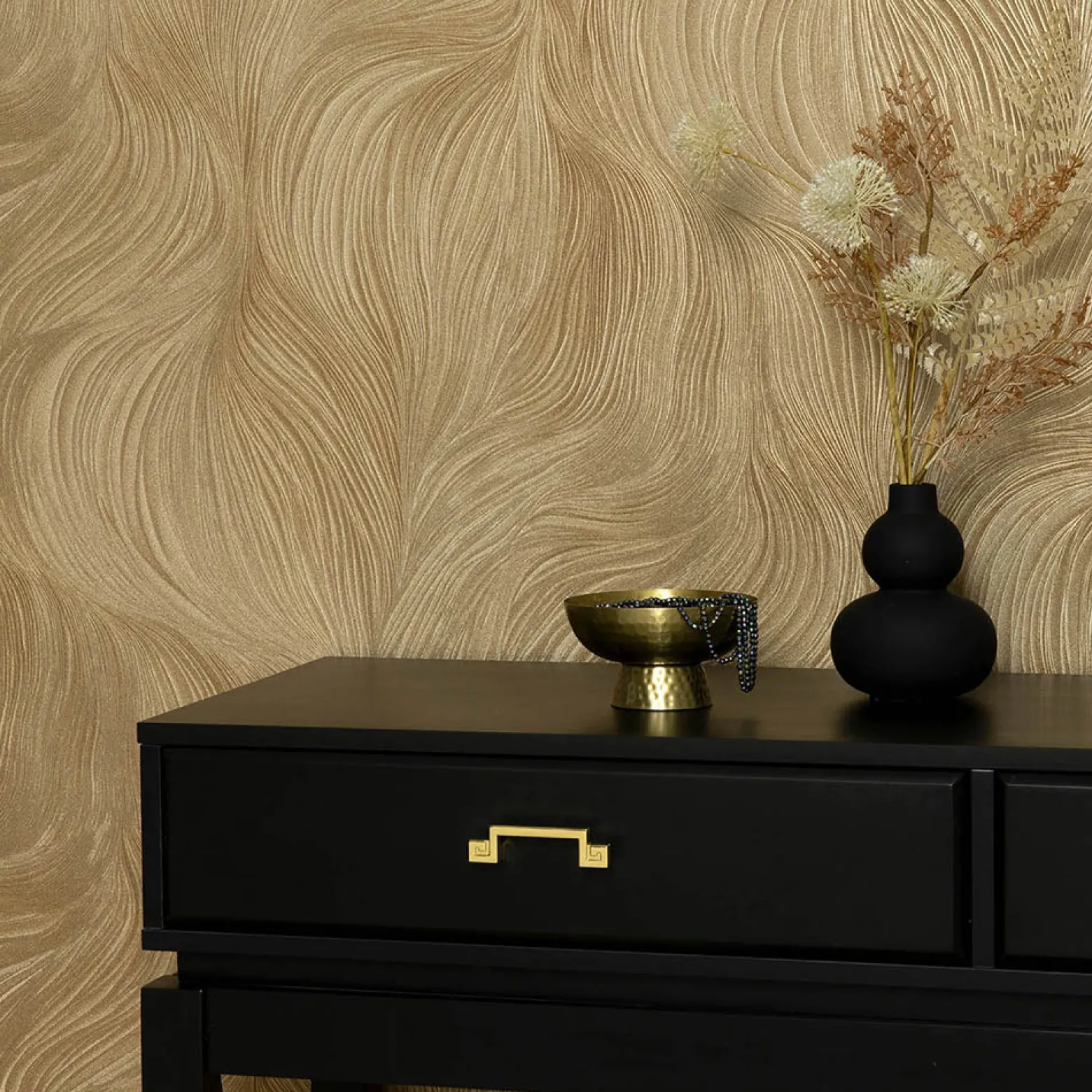 Tapete Guido Maria Kretschmer Wellen Gold Metallic