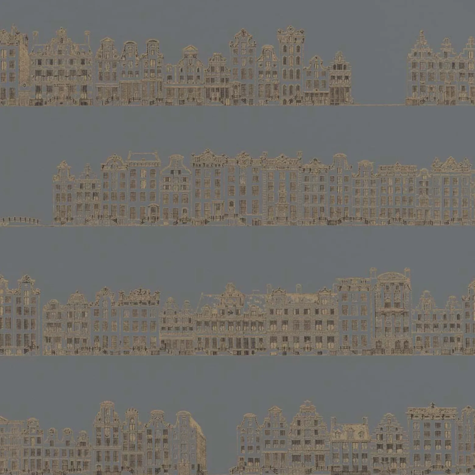 Tapete Hausreihe grau gold Glanz Rasch Textil 289557