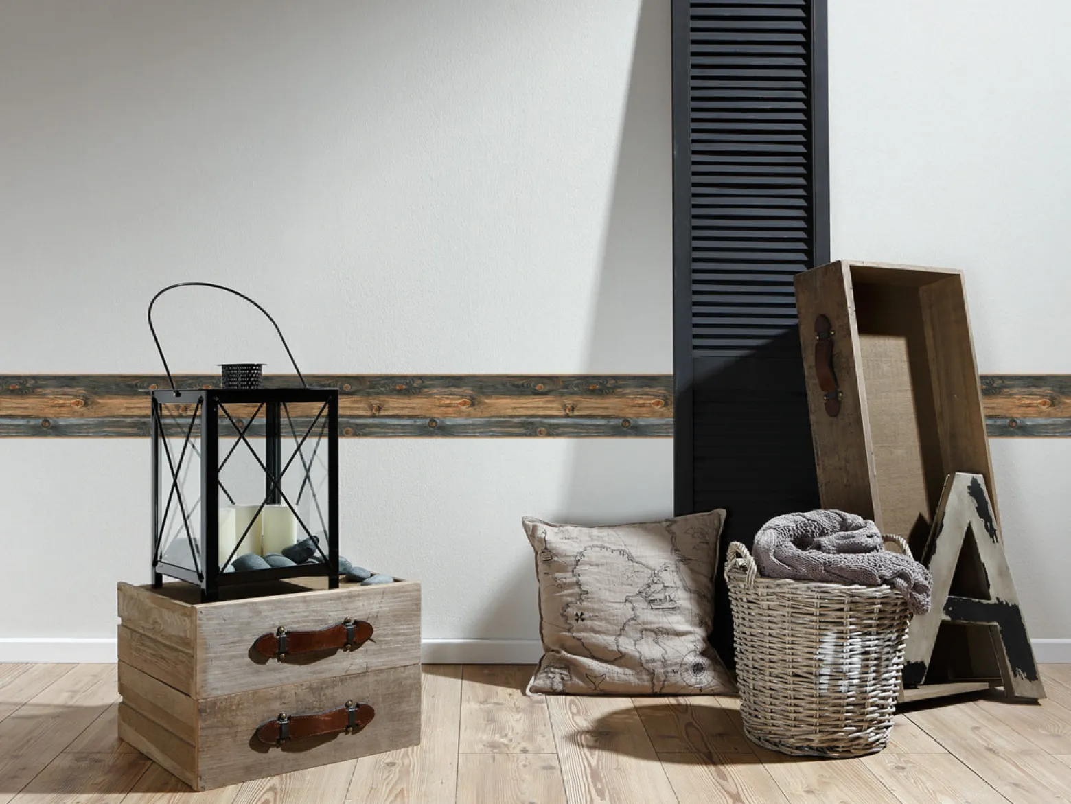 Tapetenbordüre Holzmaserung graubraun beige AS 9060-14