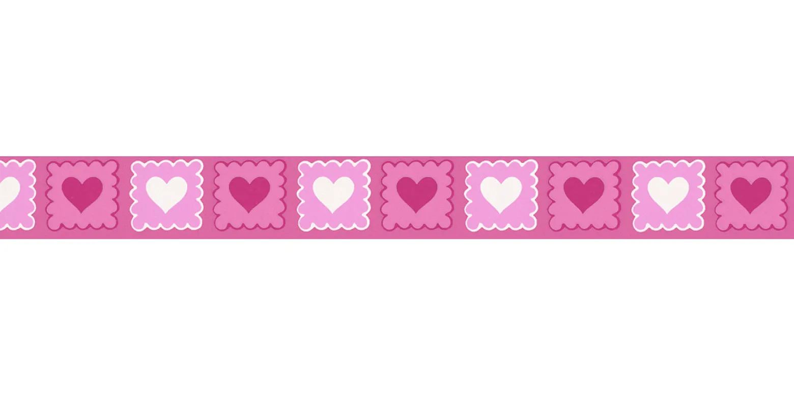 Tapeten Bordüre Kinder Herzen pink weiß AS 2818-38