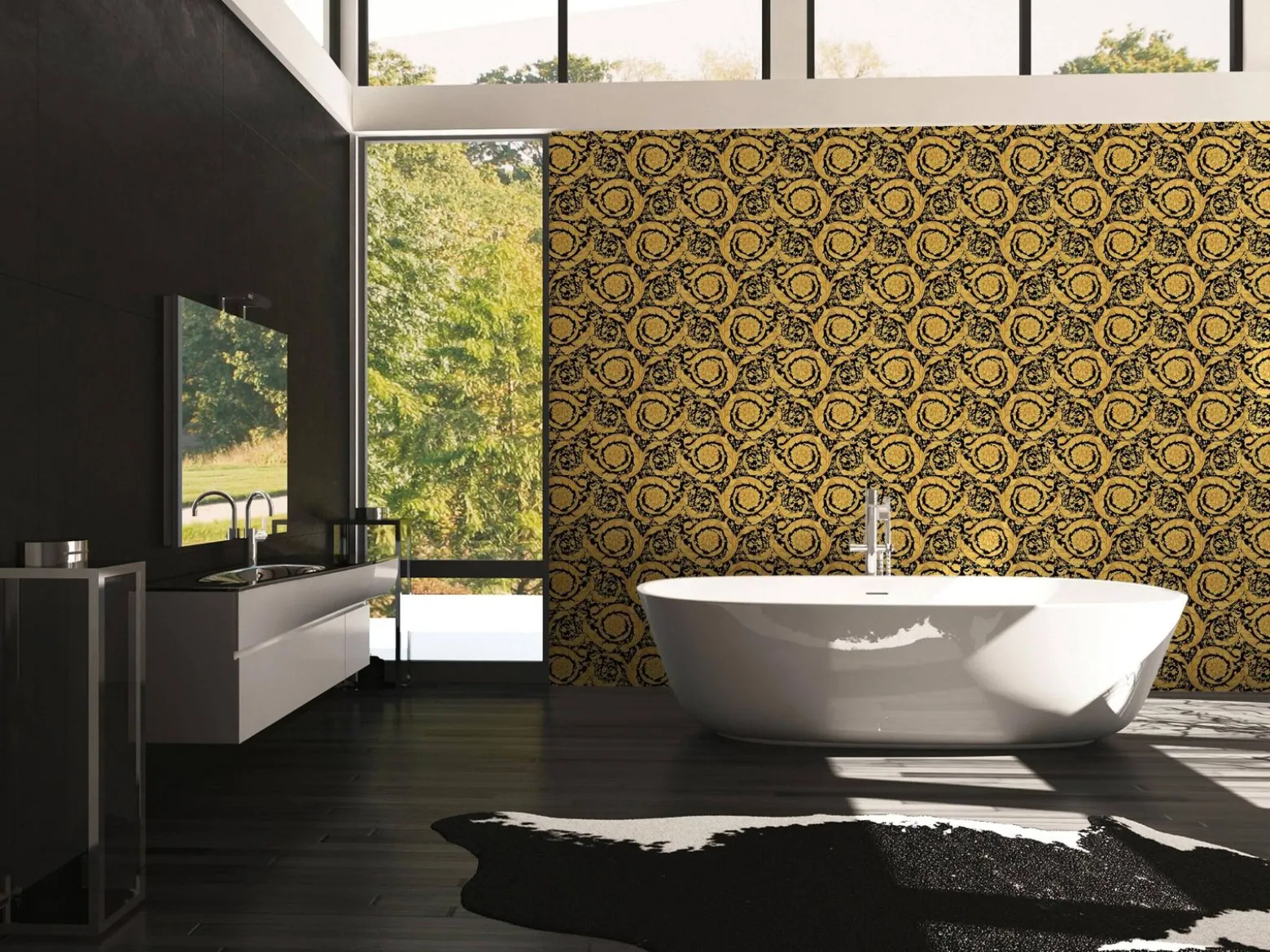 Tapete Versace Home Blumen gold Metallic 93583-4
