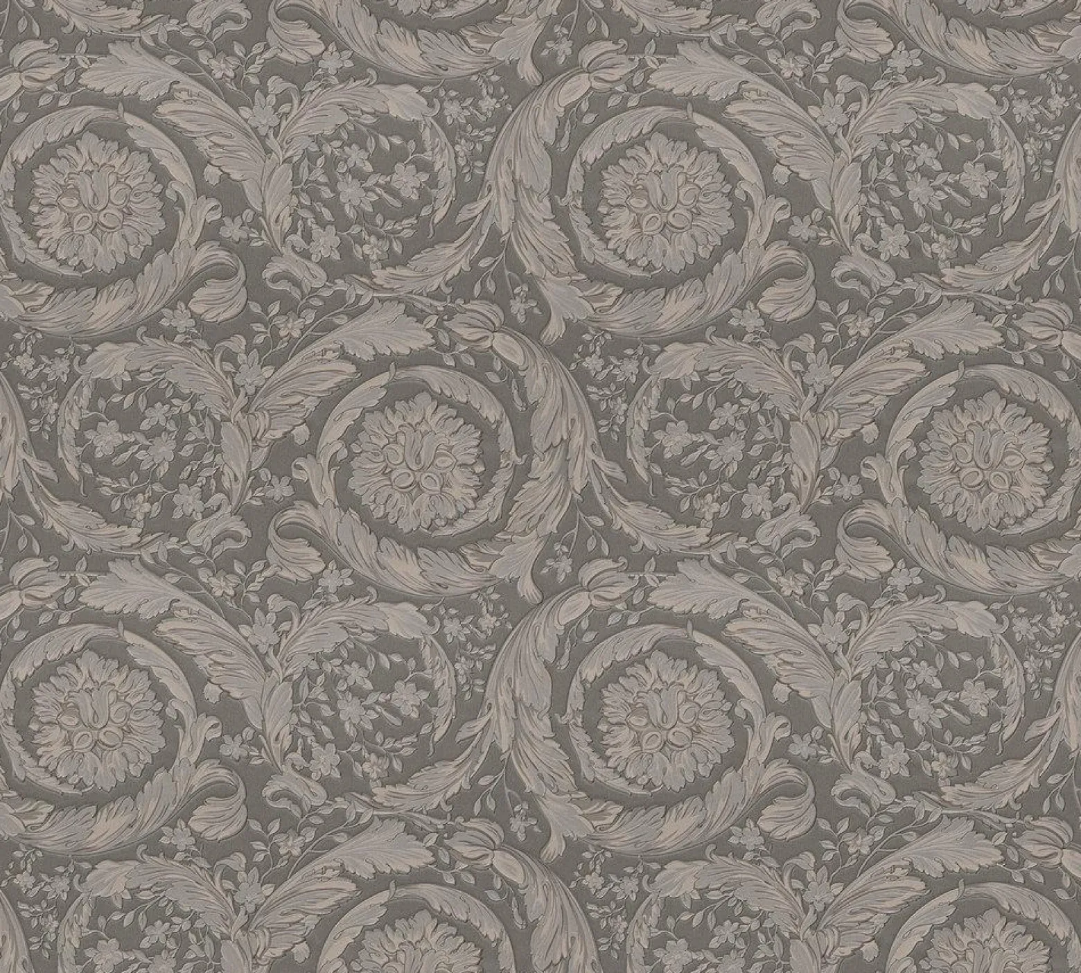 Tapete Versace Home Blumen grau Metallic 93583-6