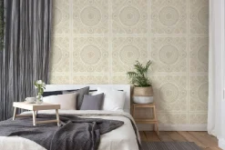 Tapete Versace Home Floral Kacheln creme Metallic 370551