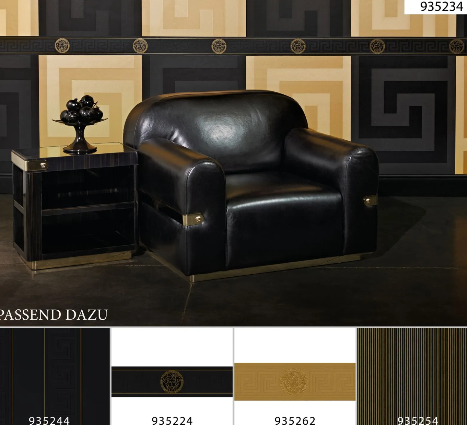Tapete Versace Home Griechisch schwarz Metallic 93523-4
