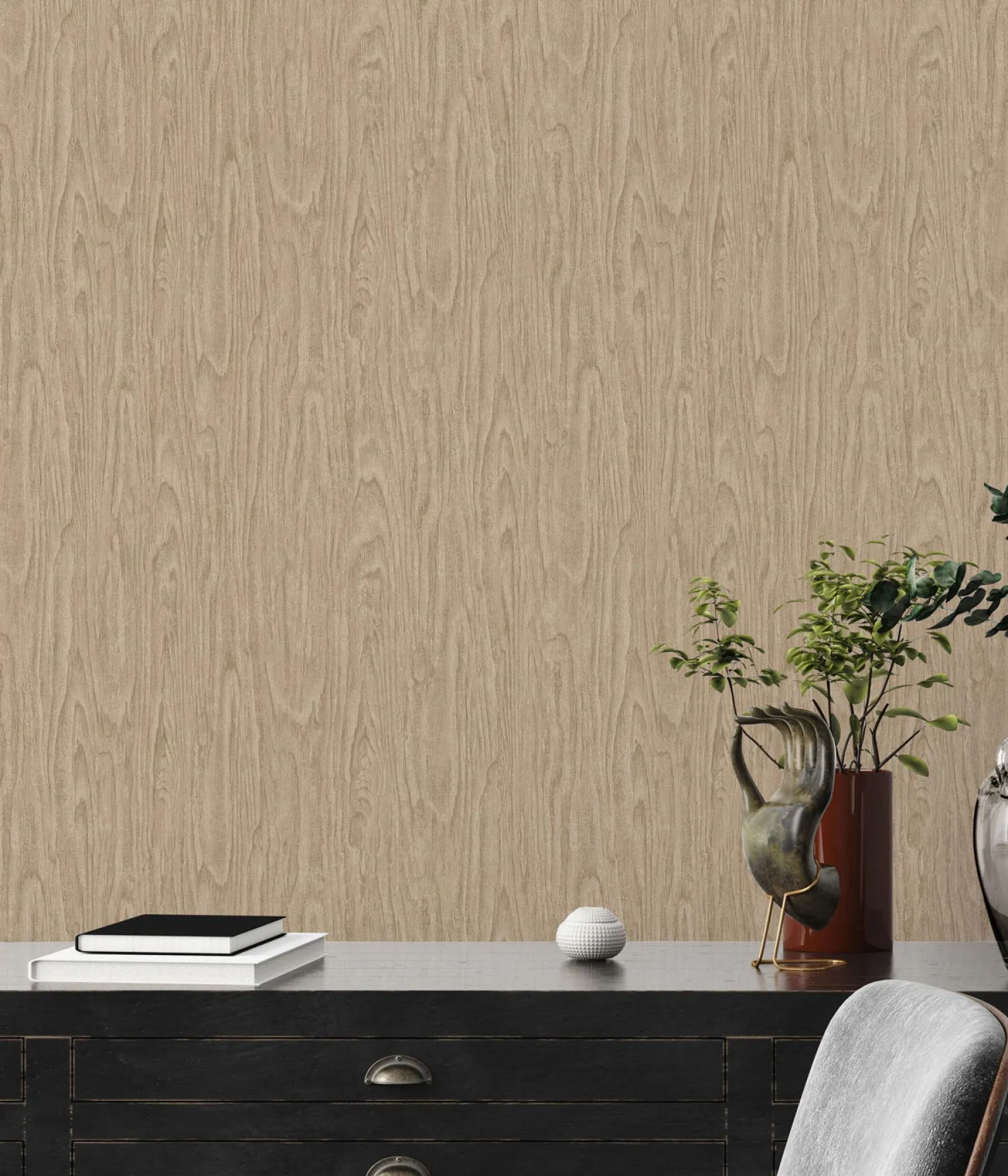 Tapete Versace Home Holzmaserung beige Glanz 370522