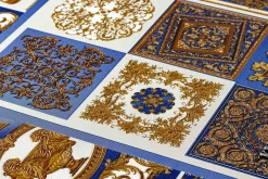 Tapete Versace Home Kacheln blau gold Metallic 370481