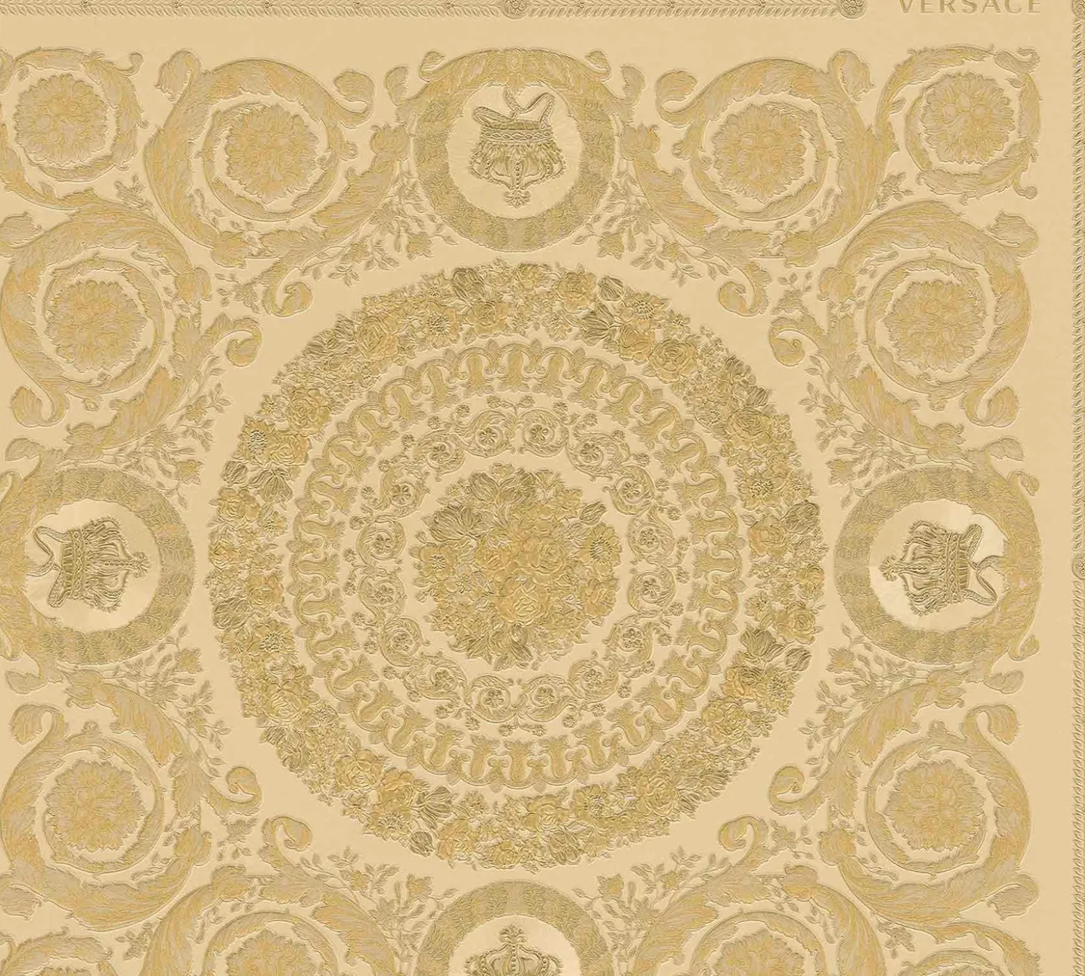 Tapete Versace Home Kacheln beige gold Metallic 370554
