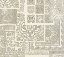 Tapete Versace Home Kacheln creme silber Metallic