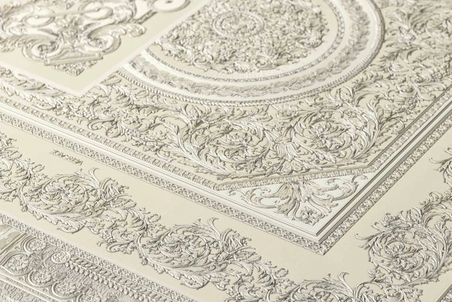 Tapete Versace Home Kacheln creme silber Metallic