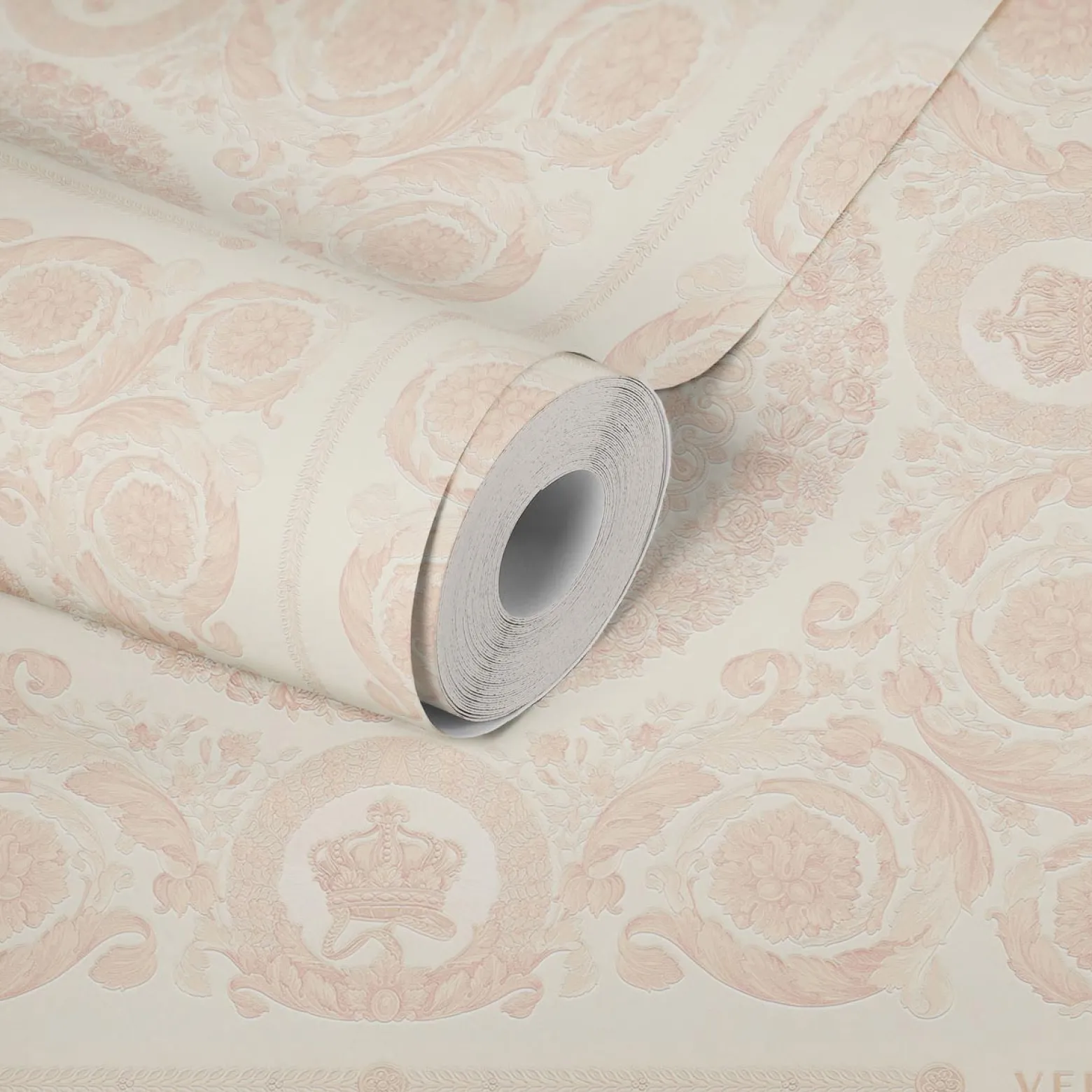 Tapete Versace Home Kacheln rosa creme Metallic 370556