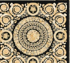Tapete Versace Home Kacheln schwarz Metallic 370553