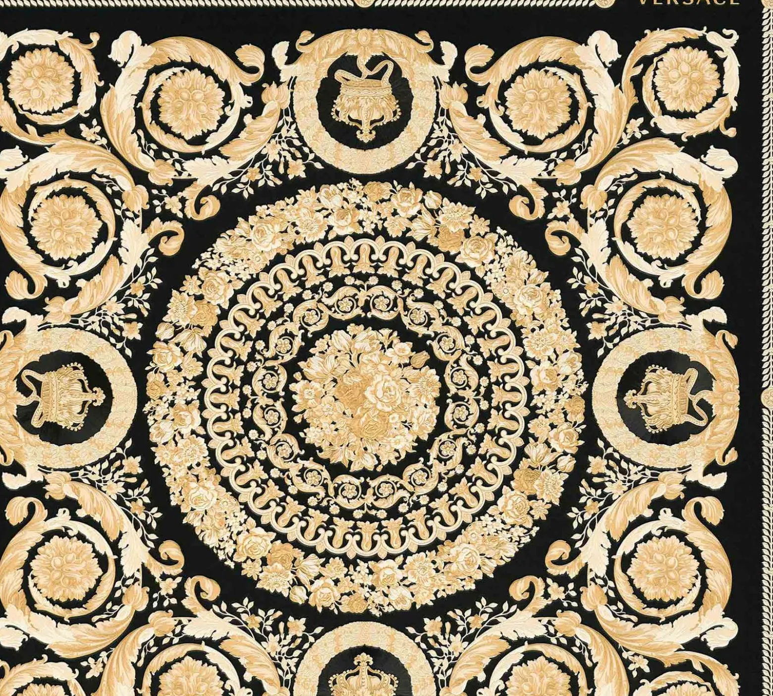 Tapete Versace Home Kacheln schwarz Metallic 370553