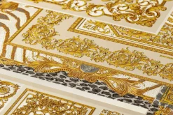 Tapete Versace Home Kacheln weiß gold Metallic 370484