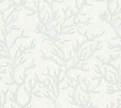 Tapete Versace Home Korallen blau weiß Metallic 34497-2