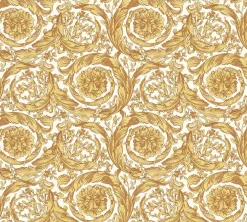 Tapete Versace Home Kranzornament weiß gelb 366925