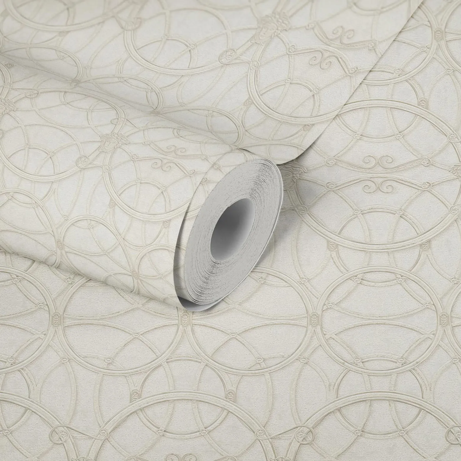 Tapete Versace Home Kreise creme weiß Metallic 370493