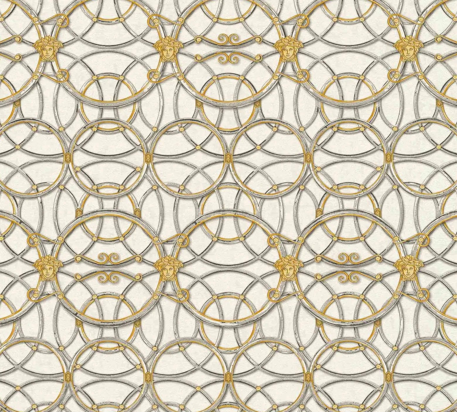 Tapete Versace Home Kreise creme silber Metallic 370492