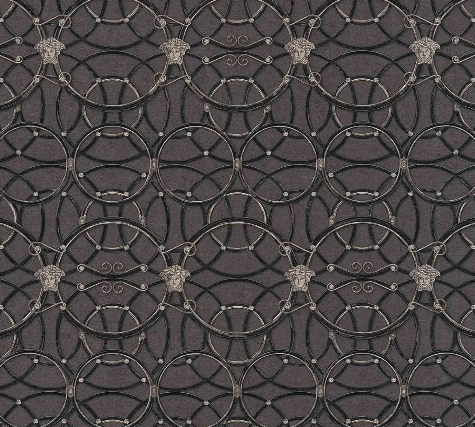 Tapete Versace Home Kreise dunkelgrau Metallic 370494