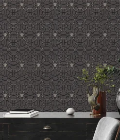 Tapete Versace Home Kreise dunkelgrau Metallic 370494