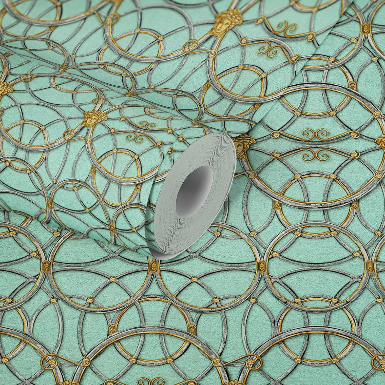 Tapete Versace Home Kreise mint-grün Metallic 370497