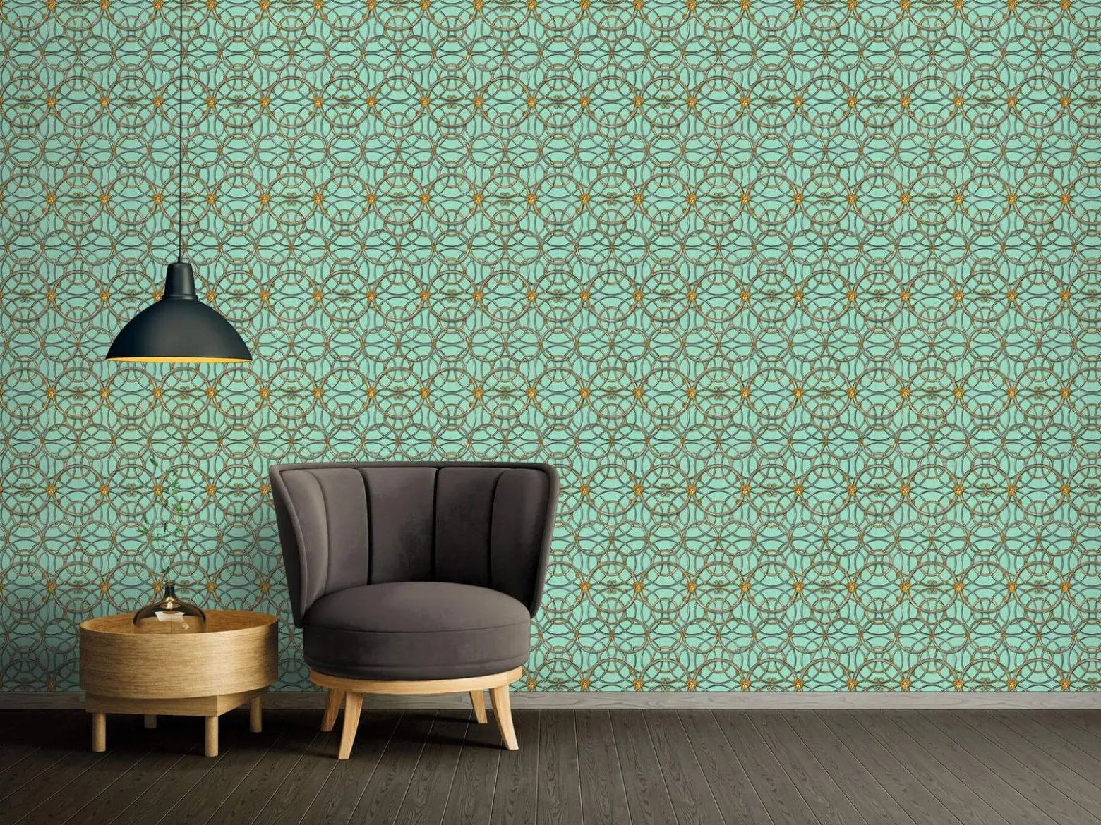 Tapete Versace Home Kreise mint-grün Metallic 370497