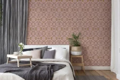Tapete Versace Home Kreise rosa silber Metallic 370496