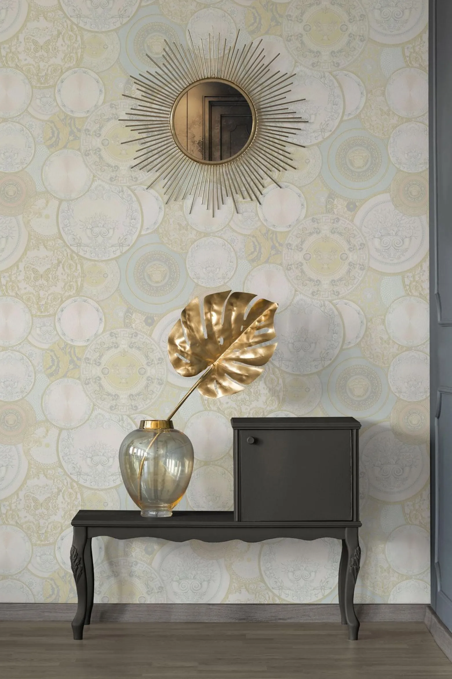 Tapete Versace Home Teller creme-silber Metallic 34901-2