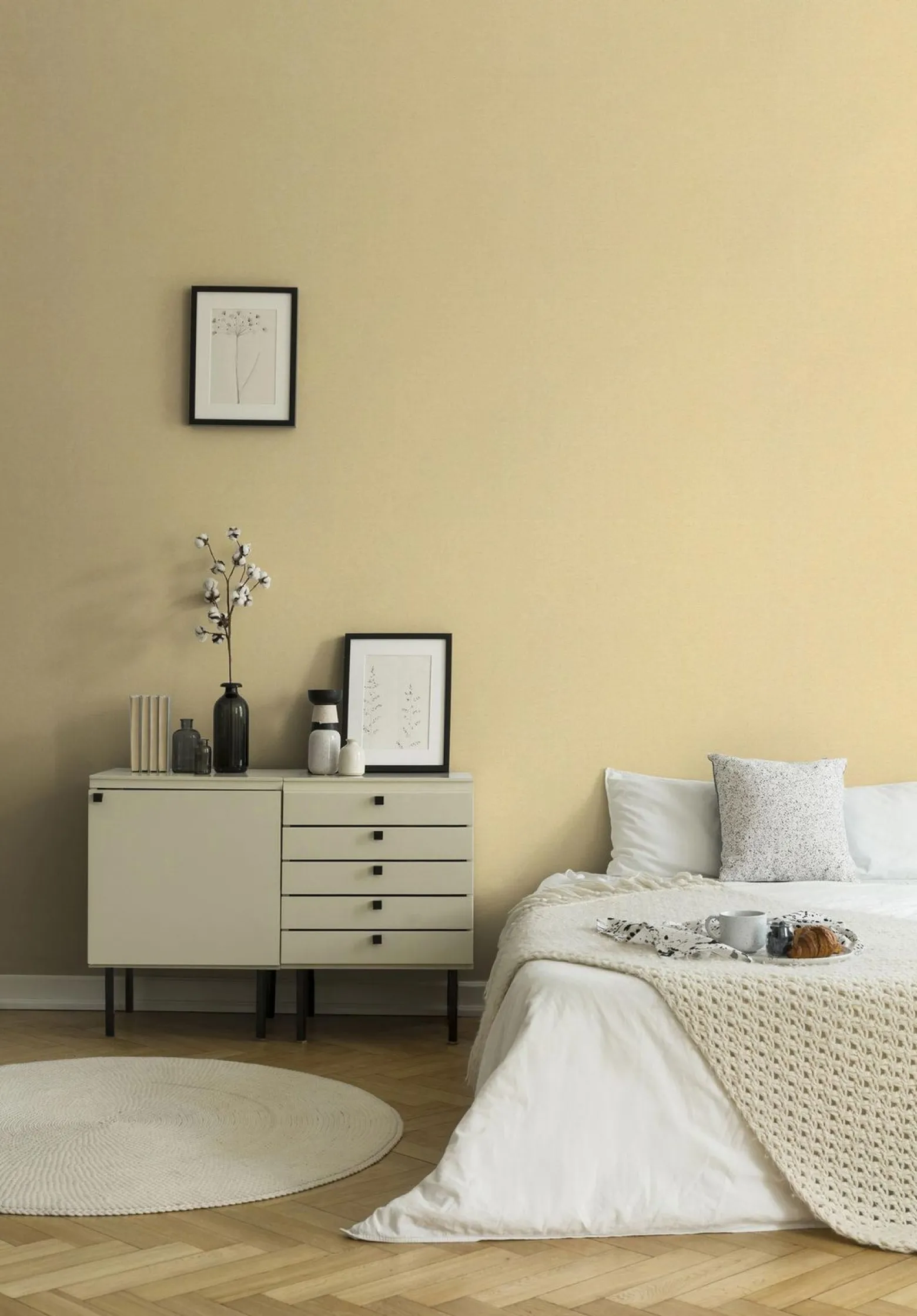 Tapete Versace Home Uni Struktur gelb-gold Metallic 370507