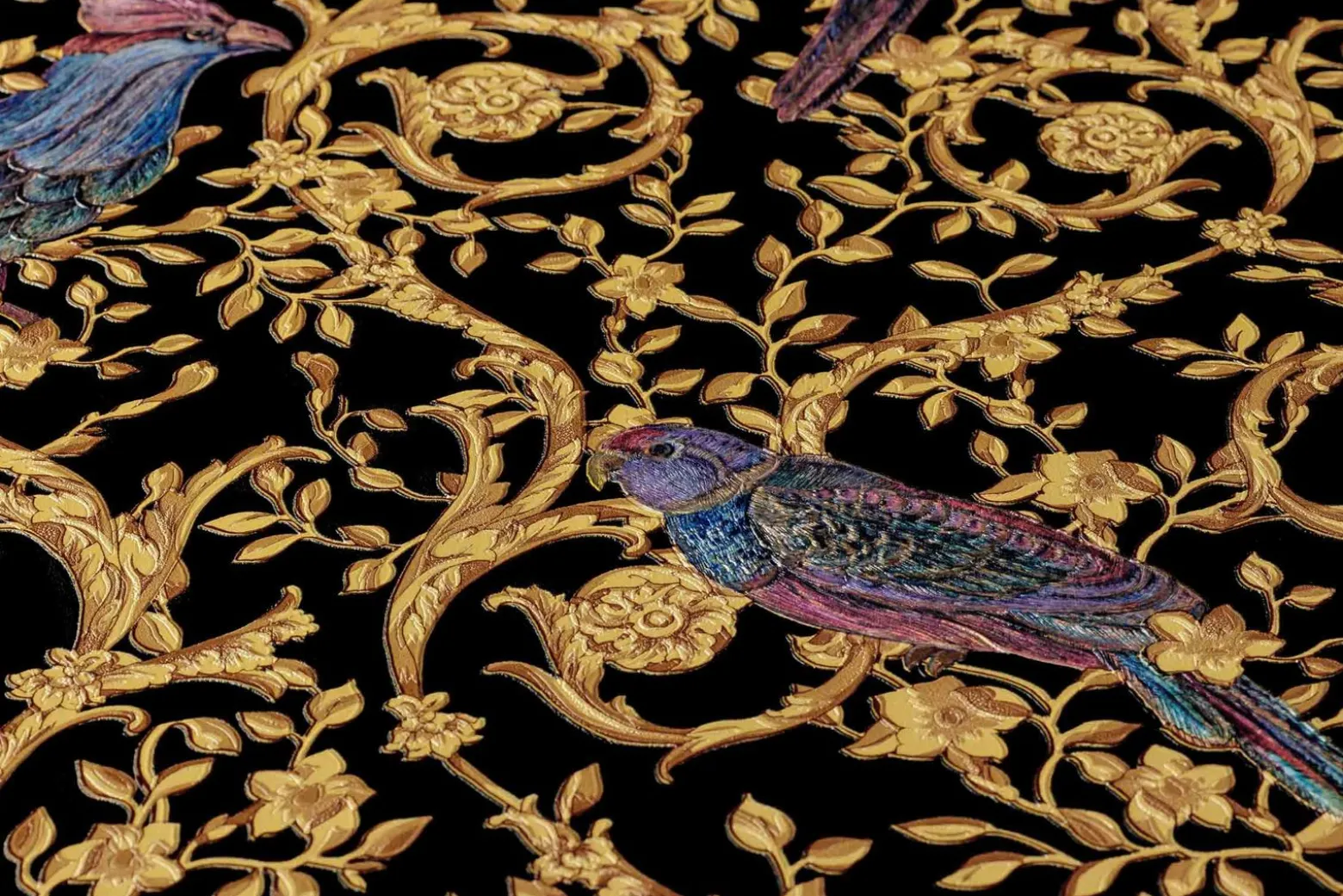 Tapete Versace Home Vögel schwarz Metallic 370531